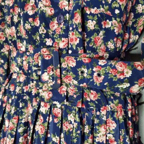 Vintage 80s Floral Power Mom Dress, ITEMS Made in USA, 12 - Picture 4 of 8